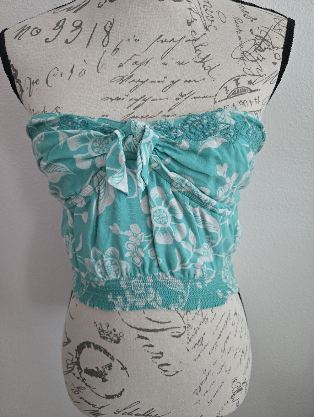 Strapless Floral Smocked Tube Top - Aqua